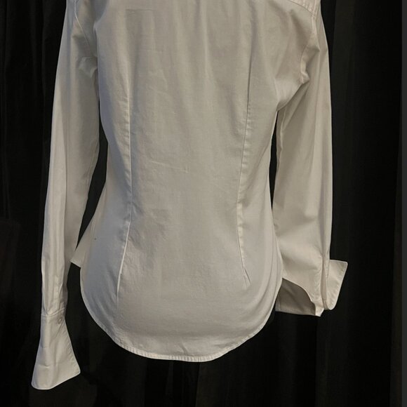 The Finley Classic White Blouse "Johnny" semi-fitted / turnback cuffs / Size M - Picture 2 of 11